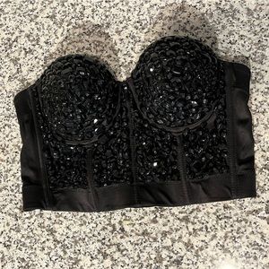 Strapless bedazzled top